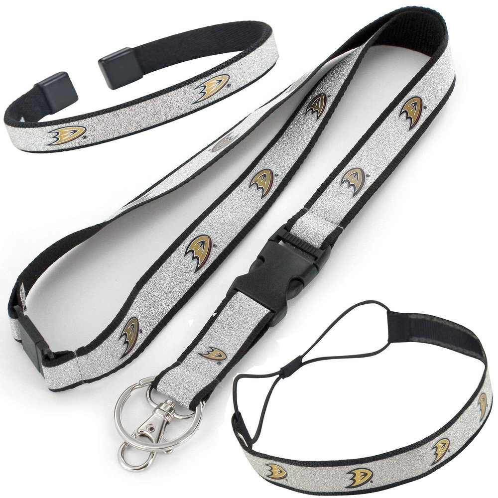 NHL Anaheim Ducks Sparkle Girls Lanyard, Elastic Headband and Bracelet Gift Bundle