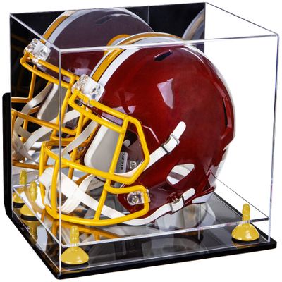 Better Display Cases Acrylic Football Helmet Display Case with Mirror, Wall Mount, Yellow Risers and Clear Base (A002-YR)
