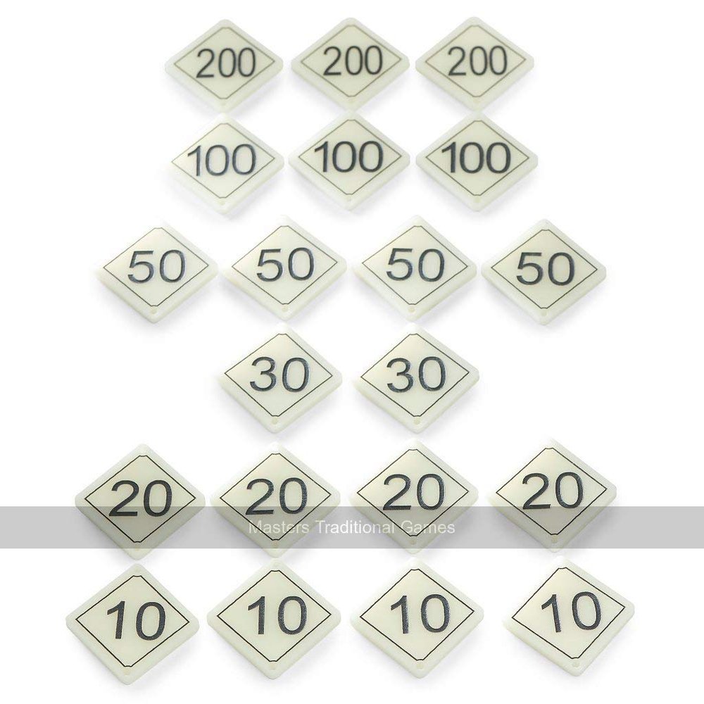 Set of 20 Bar Billiards Table Numbers (Plastic Diamond Shaped for Tables with 1 x 30 and 2 x 10 Holes)