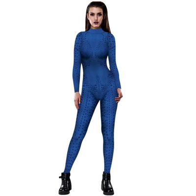 Szytypyl Mystique Costume for Women Halloween Cosplay Bodysuits 3D Style Jumpsuit Sexy Romper