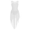 Aislor Kids Big Girls Splice Irregular High-Low Hem Ballet Dance Gymnastic Leotard Dress Lyrical Dancewear White 14 Years view 1