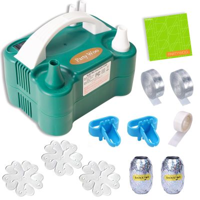 PartyWoo 110V 600W Electric Balloon Pump, Portable Balloon Inflator, Dual Nozzle Air Pump for Balloon Garland