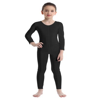 Aislor Kids Big Girls One Piece Long Sleeves Full Body Jumpsuit Bodysuit Dance Athletic Gymnastics Leotard Activewear Black 8-10 Years