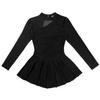 Aislor Women's Long Sleeve Halter Neck Figure Ice Skating Dress Ballet Dance Gymnastics Leotard Skirted Black Medium view 4