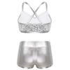 CHICTRY Child Girls Activewear Sequins Mermaid Tank Top & Shorts Set for Gymnastics Leotard Dancing (Sequins Sliver, 8-10) view 2