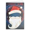 Merry Christmas Card Santa Head Little Dad Christmas Hat Hat Tassel Moustache Beard Snowflakes Shiny Red view 1