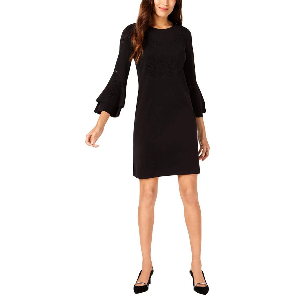 Alfani Womens Lasercut Sheath Dress, Black, 4