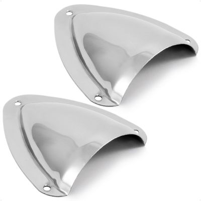 Five Oceans 2-Pack 316 Stainless Steel Clamshell Vent Cover, 1-Inch H x 2-1/2-Inch W Opening, 3-11/16-Inch L x 3-7/16-Inch W Base, Marine Wire Cover - FO4010-M2