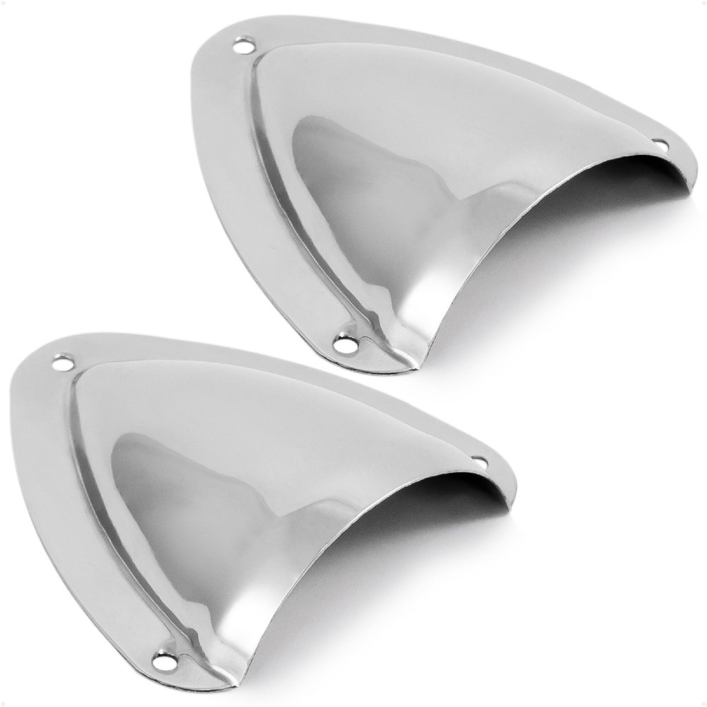 Five Oceans 2-Pack 316 Stainless Steel Clamshell Vent Cover, 1-Inch H x 2-1/2-Inch W Opening, 3-11/16-Inch L x 3-7/16-Inch W Base, Marine Wire Cover - FO4010-M2