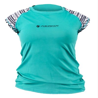 AKONA Women's Short Sleeve Rash Guard, Sun Shirt SPF50+, and Watersports Top. Snorkeling, Surfing, Paddling, Kayaking, Diving (Tiffany, X-Large)