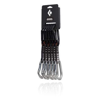 Black Diamond HotForge Quickpack 12cm | 6-Pack Sport Quickdraws | Keylock Top & Bent-Gate Rope End | Smooth Clipping for Sport Rock Climbing