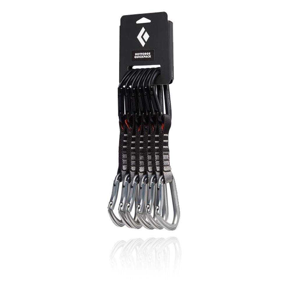 Black Diamond HotForge Quickpack 12cm | 6-Pack Sport Quickdraws | Keylock Top & Bent-Gate Rope End | Smooth Clipping for Sport Rock Climbing