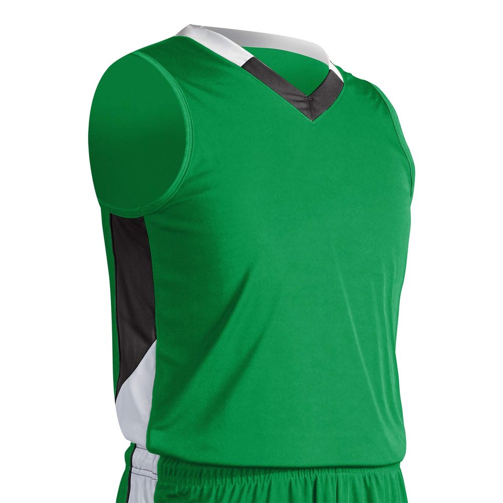 Champro Rebel Polyester Basketball Jersey, Youth X-Small, Kelly Green, Black, White