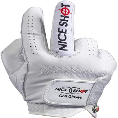 Nice Shot The Bird Golf Glove in White Cabretta Leather Men's Right Hand - XXLarge