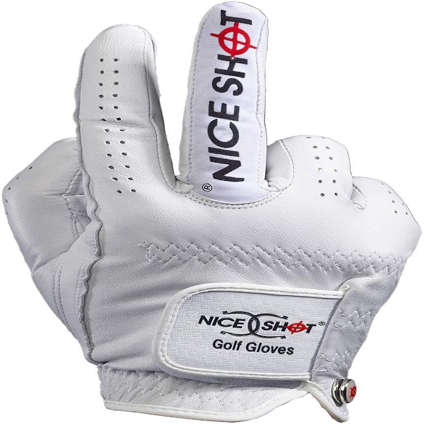 Nice Shot The Bird Golf Glove in White Cabretta Leather Men's Right Hand - XXLarge