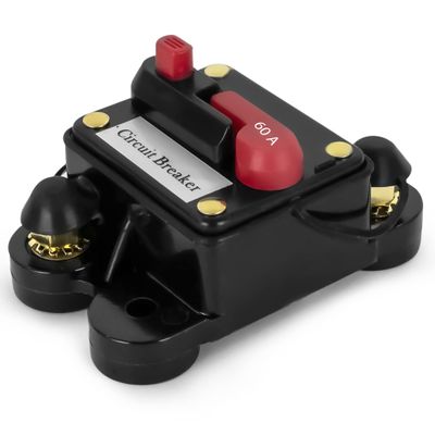Five Oceans 60 Amps Anchor Windlass Marine Circuit Breaker with Manual Reset Button, 12 Volts, Waterproof IP67, Surface Mount, Easy Installation - FO3295