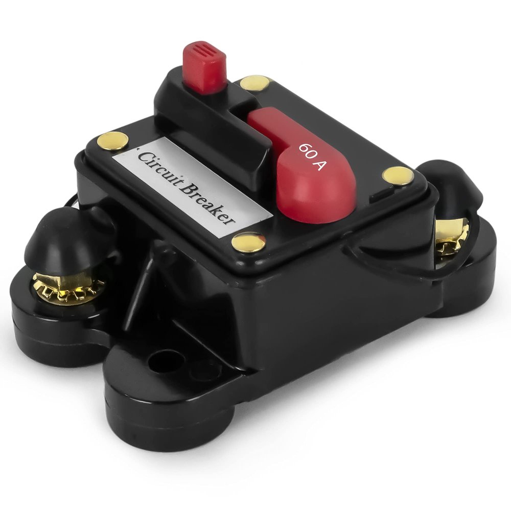 Five Oceans 60 Amps Anchor Windlass Marine Circuit Breaker with Manual Reset Button, 12 Volts, Waterproof IP67, Surface Mount, Easy Installation - FO3295