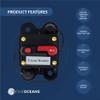 Five Oceans 60 Amps Anchor Windlass Marine Circuit Breaker with Manual Reset Button, 12 Volts, Waterproof IP67, Surface Mount, Easy Installation - FO3295 view 2