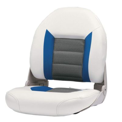 Tempress Authentic Folding Bass Boat Seat (White/Blue/Gray)