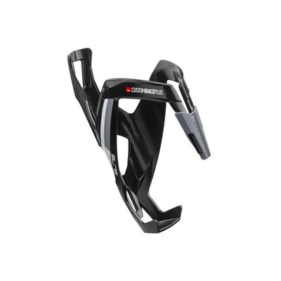 Elite Custom Race Plus Bottle Cage Black Glossy White Graphic  Enhanced Self-Adjusting Bike Bottle Holder with Superior Grip  Lightweight Fibre-Reinforced  for Road Bike, MTB & Gravel Cycling