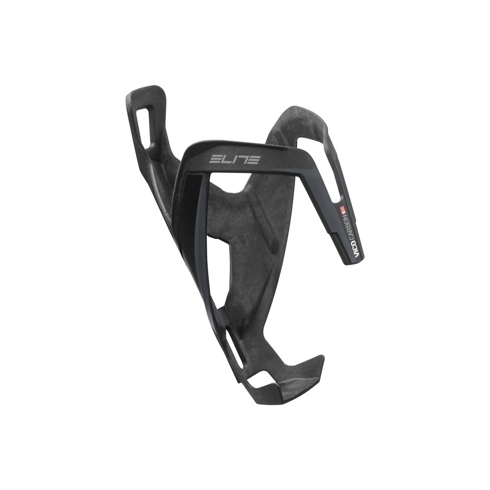 Elite Vico Carbon Bottle Cage  Matte Black with Black Graphic  Ultra-Lightweight Italian Carbon Fiber