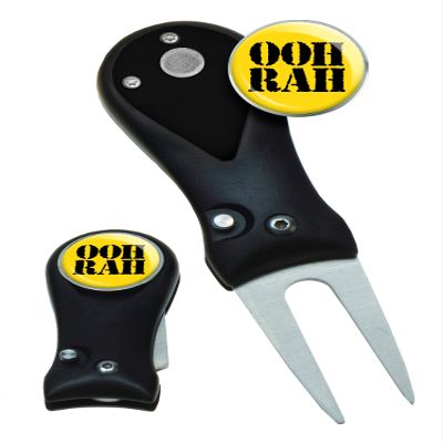 Clip Wipes Marines USMC Military Switchblade Style Divot Tool (Black-OOHRAH)