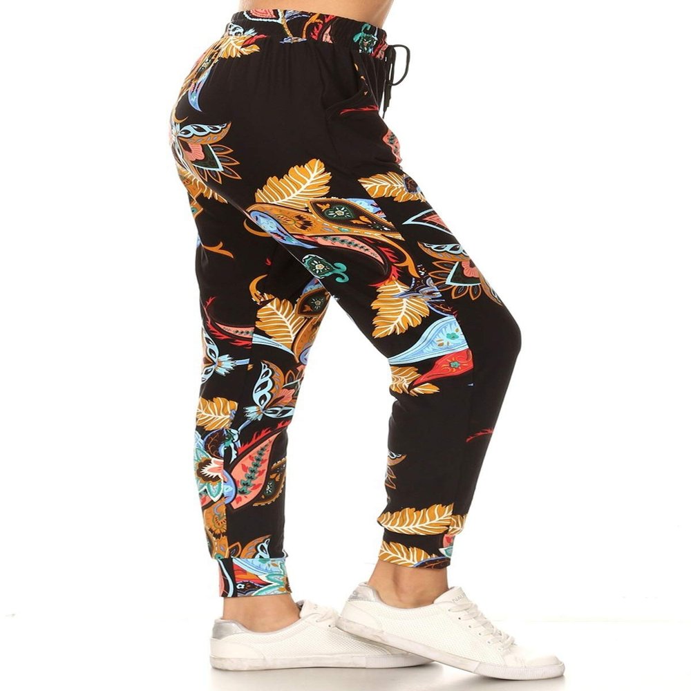 Leggings Depot JGA-R794-M Perfect Admiration Print Jogger Pants w/Pockets, Medium