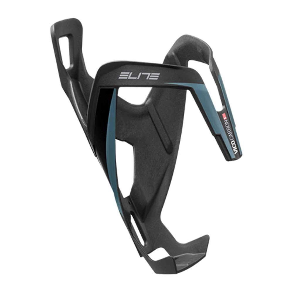 Elite Vico Carbon Cage (Matte Black, Blue Graphic) Ultra-Lightweight Italian Carbon Fiber Bottle Cage