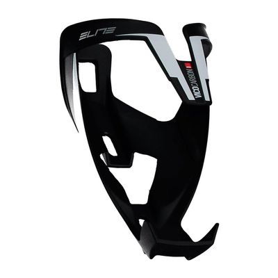 Elite Vico Carbon Bottle Cage Matte Black with White Graphic Ultra-Lightweight Italian Carbon Fiber