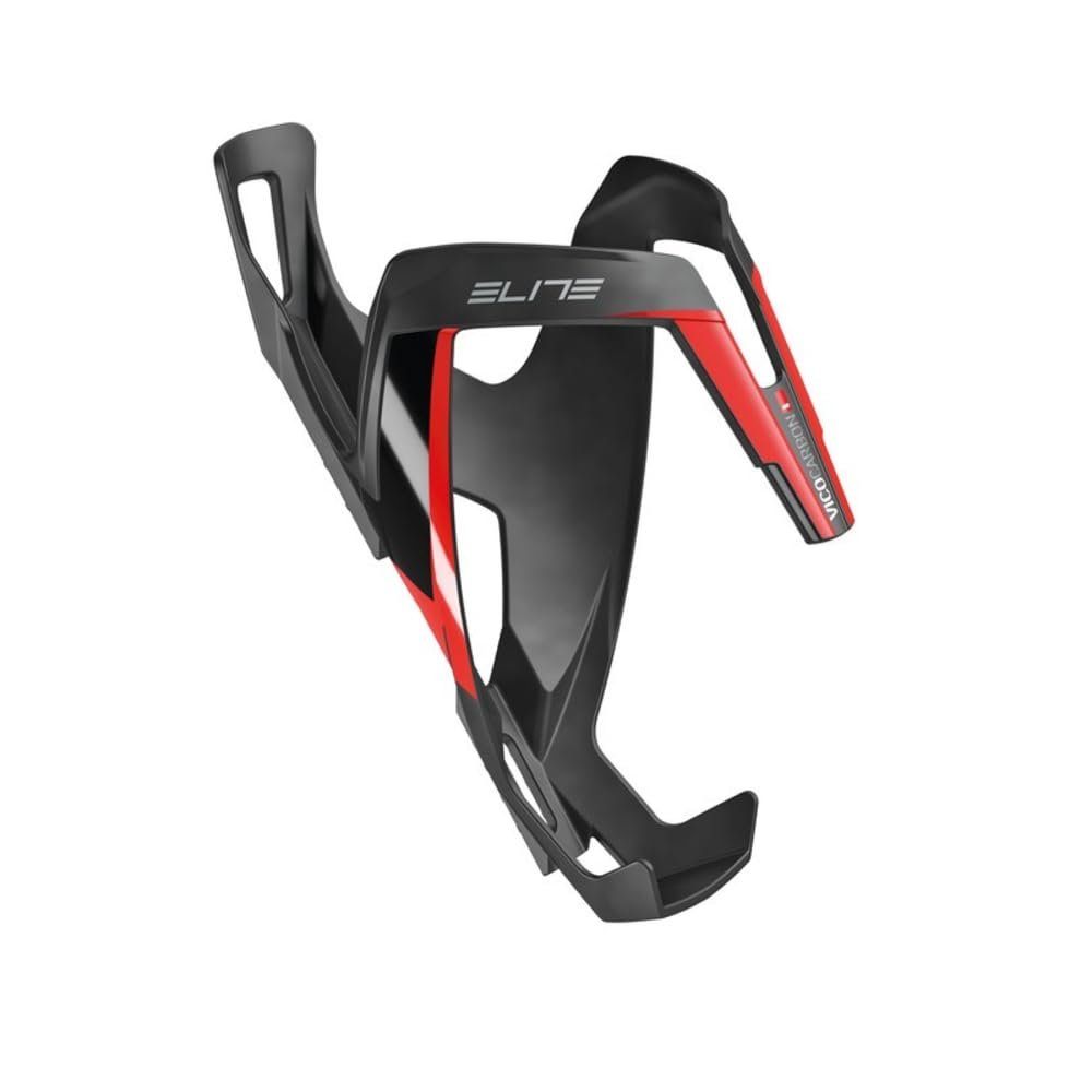 Elite Vico Carbon Bottle Cage Matte Black with Red Graphic Ultra-Lightweight Italian Carbon Fiber