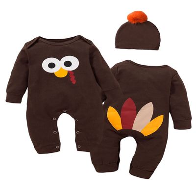 Detigee Baby Boy Thanksgiving Outfit Boy First Thanksgiving Clothes Baby Turkey Outfit (Brown,3-6 Months)