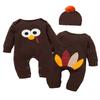 Detigee Baby Boy Thanksgiving Outfit Boy First Thanksgiving Clothes Baby Turkey Outfit (Brown,3-6 Months) view 1