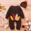 Detigee Baby Boy Thanksgiving Outfit Boy First Thanksgiving Clothes Baby Turkey Outfit (Brown,3-6 Months) view 3