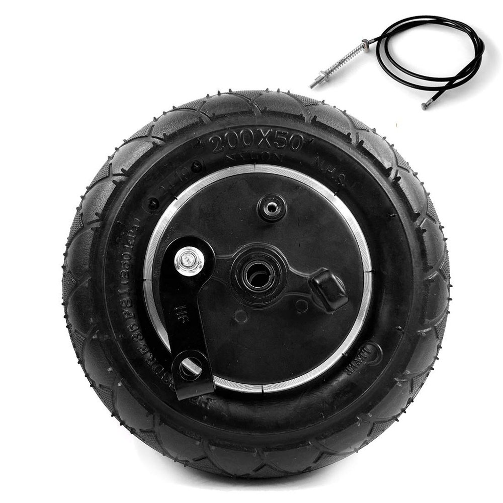 8 Inch Solid Wheel With Drum Brake 200x50 Non-pneumatic Wheel With Mechanical Brake Scooter Run Stability Control Run-flat Tire (solid wheel with cable120)