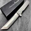 Titanium Pocket Folding Knife for EDC, Solid Tc4 Titanium Handle, CPM D2 Steel Tanto Blade, Includes Sheath (Saint ST) view 1