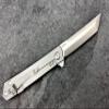 Titanium Pocket Folding Knife for EDC, Solid Tc4 Titanium Handle, CPM D2 Steel Tanto Blade, Includes Sheath (Saint ST) view 4