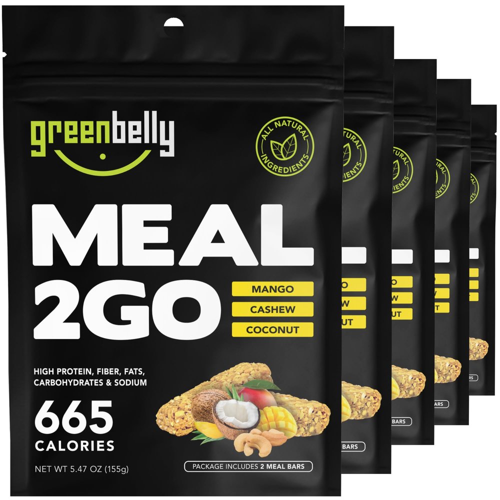 Greenbelly Backpacking Meals | All Natural Hiking Meal Bars | 650 Calories & High Protein | Mango Cashew Coconut, 5 Count