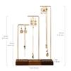 GemeShou 3pcs jewelry earring display stands for selling, Wooden Necklace Hanger Jewelry holder for show, Large Jewelry storage organizer shelfWalnut L shape jewelry shelf 3pcs-Large view 4