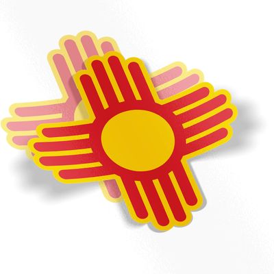 2 Zia Stickers 6 x 6 inch Custom Colors Weatherproof Window Vinyl Sticker Decals of New Mexico Native American Sun Symbol for Car or Laptop (Red)