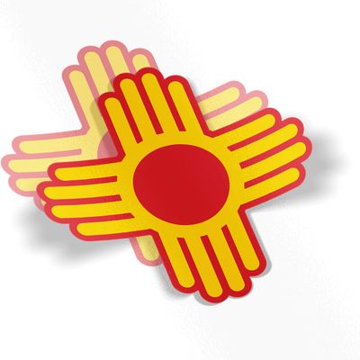 2 Zia Stickers 6 x 6 inch Custom Colors Weatherproof Window Vinyl Sticker Decals of New Mexico Native American Sun Symbol for Car or Laptop (Yellow)