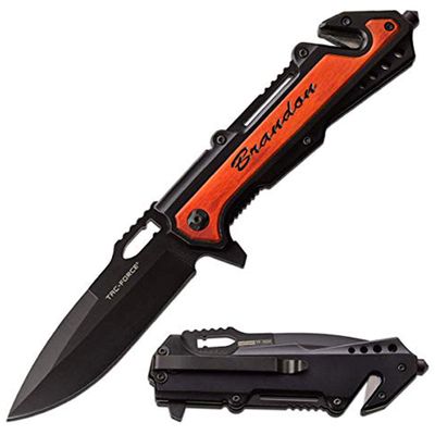 GIFTS INFINITY Customized Engraved Pocket Folding Knife - Groomsmen Wedding Party Monogrammed (TF-1024BBR)