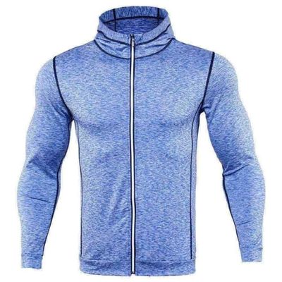 Giofit Inc. Men's Running Jackets - Fitness Sports Coat Hooded Tight Training Hoodie Blue