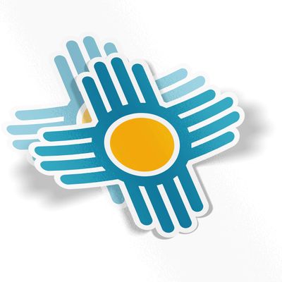 2 Zia Stickers 6 x 6 inch Custom Colors Weatherproof Window Vinyl Sticker Decals of New Mexico Native American Sun Symbol for Car or Laptop (Turquoise)