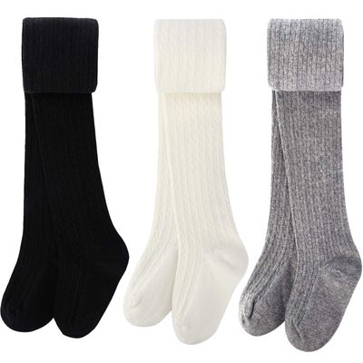 BOOPH Girls Tights Toddler Cable Knit Leggings Pants 6-7 Years D-3 Pack