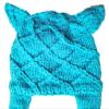 BIBITIME Women Knitted Beanie Hat Cat Ears Warm Earflap Pompom Ball Handmade Cap (Sky Blue, One Size for Adult) view 4
