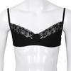 Aislor Men's Sissy Lingerie Floral Lace Wire-Free Unlined Bra Top Bralette Crossdress Underwear Black X-Large view 3