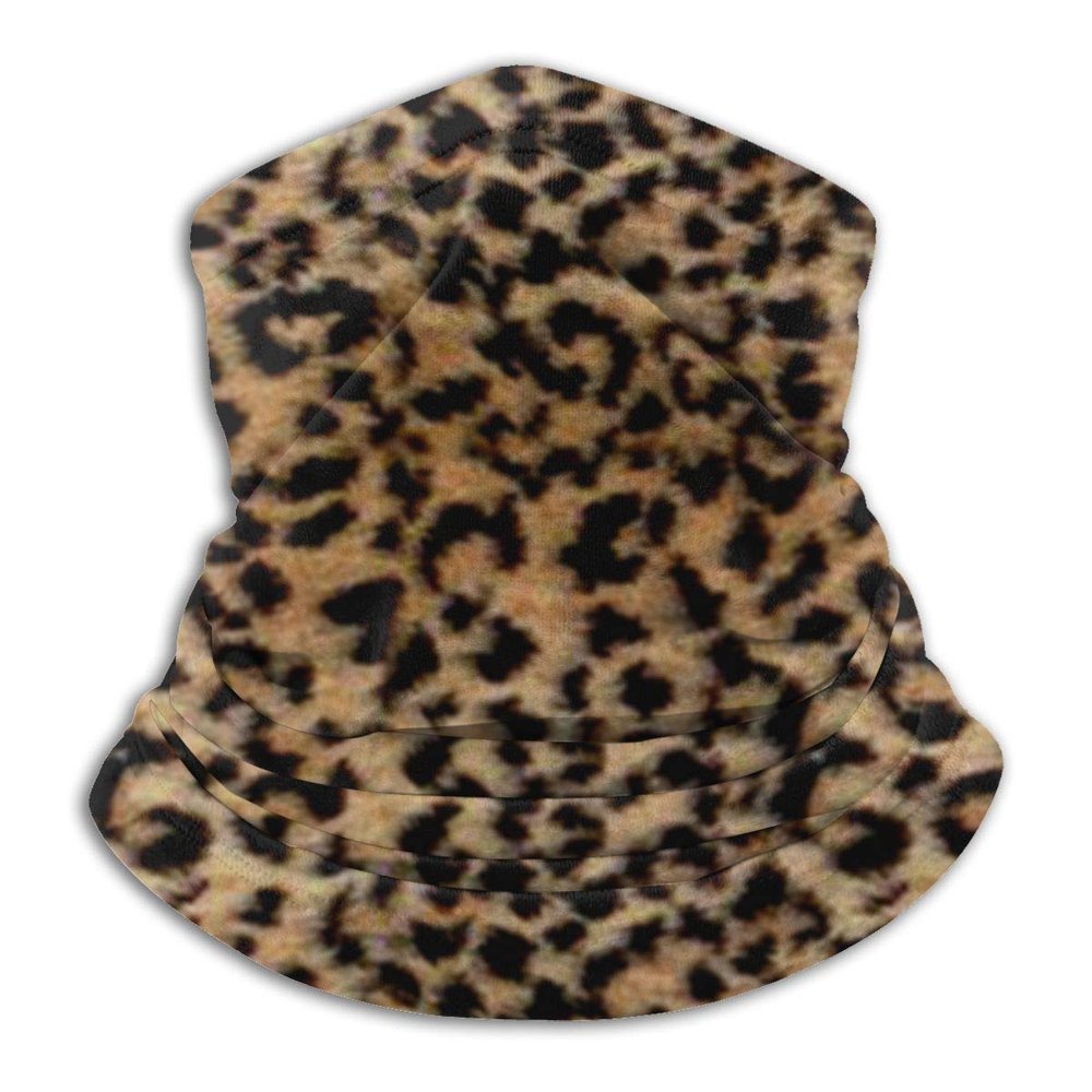 Leopard Print (2) Fleece Neck Warmer Heat Trapping Sun-Proof Neck Gaiter Tube Soft Elastic Balaclava Half Unisex Windproof Ski Neck Gaiter Cover for Winter Skiing Run Multicolored