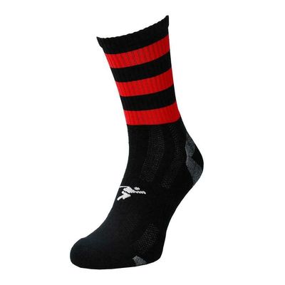 Precision Sports Socks Junior Mid Pro Hooped Black/Red 3-6