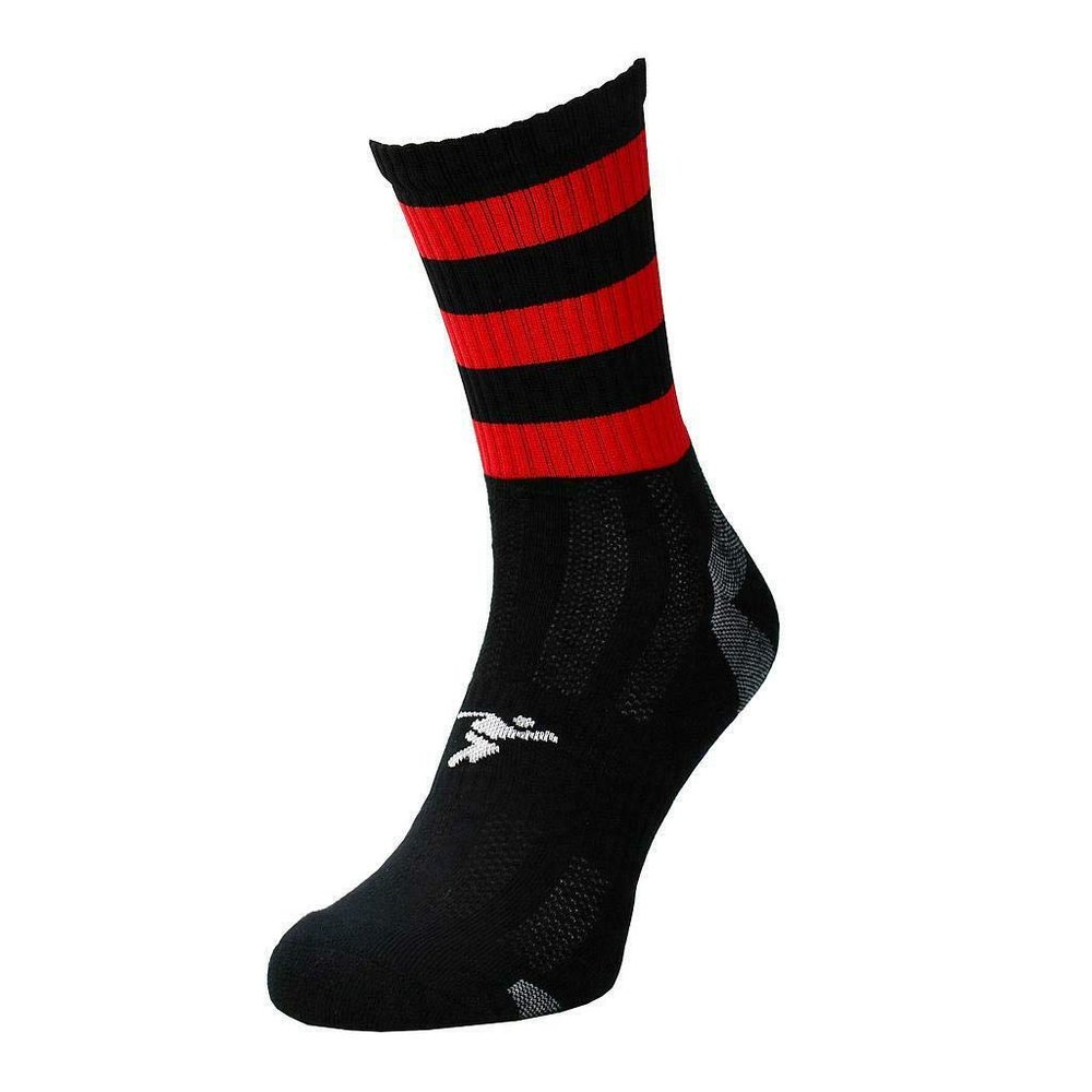 Precision Sports Socks Junior Mid Pro Hooped Black/Red 3-6