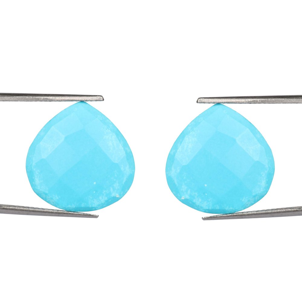 GEMHUB A Grade BlueTurquoise 24.50 Ct pear Shape Pair of 2 PCS Attractive Blue Turquoise Loose Gemstone for Jewelry ET-948